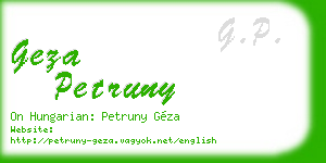 geza petruny business card